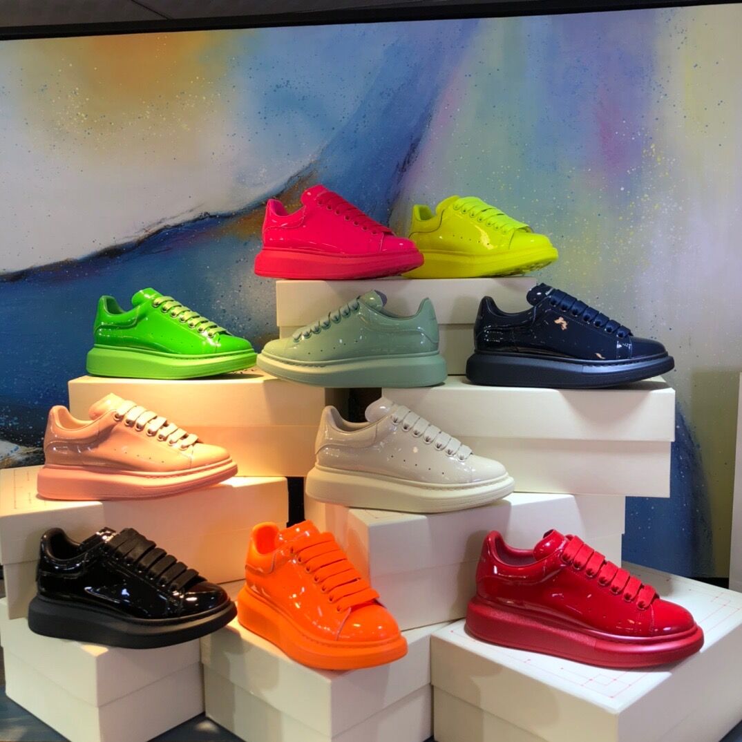 Unisex Patent Leather Platform Sneakers – Mint Green&More Colors