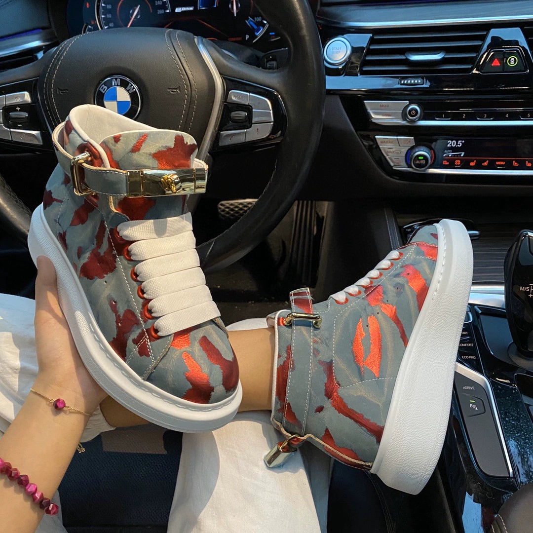 Unisex Camo High Top Sneakers – Blue Gold