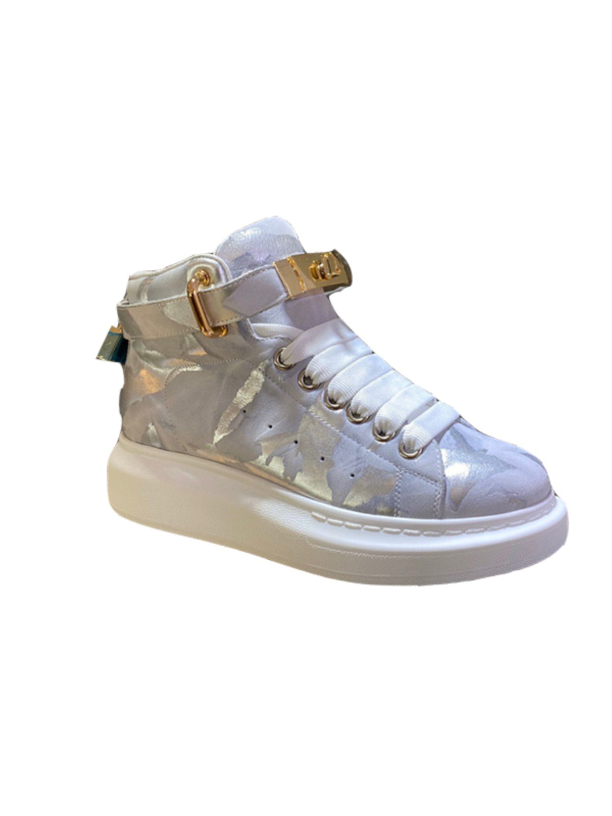 Unisex Camo High Top Sneakers – Blue Gold