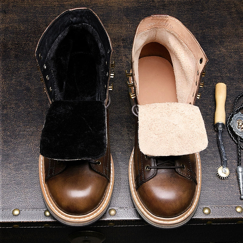 First layer cowhide Martin boots casual British retro tooling velvet men's high-top leather locomotive boots American leather boots