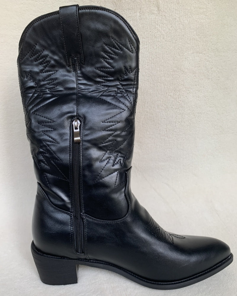 Pointed Toe Knee High Ladies Leather Motorcycle Boots