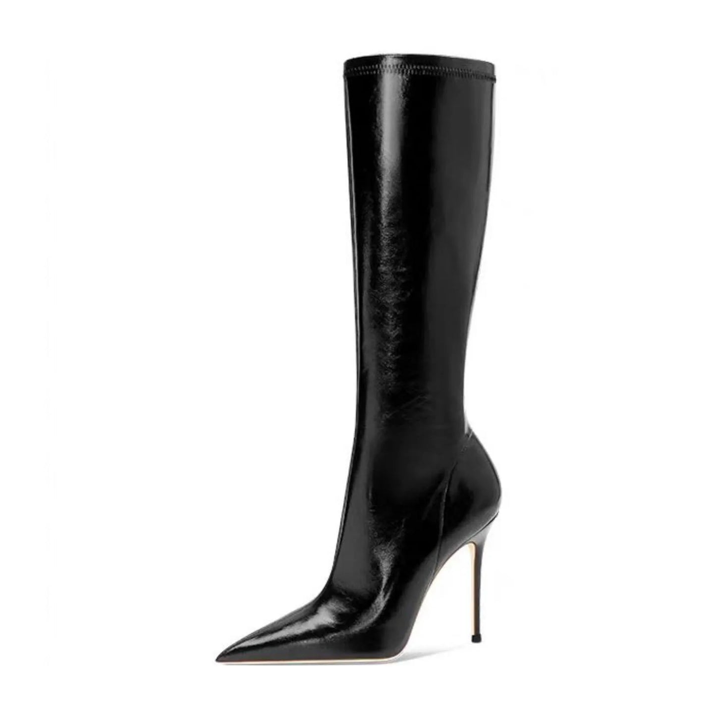 Mid-Calf boots Pointed toe Sidek zipper Super high heel Modern boots Simple style Skinny boots