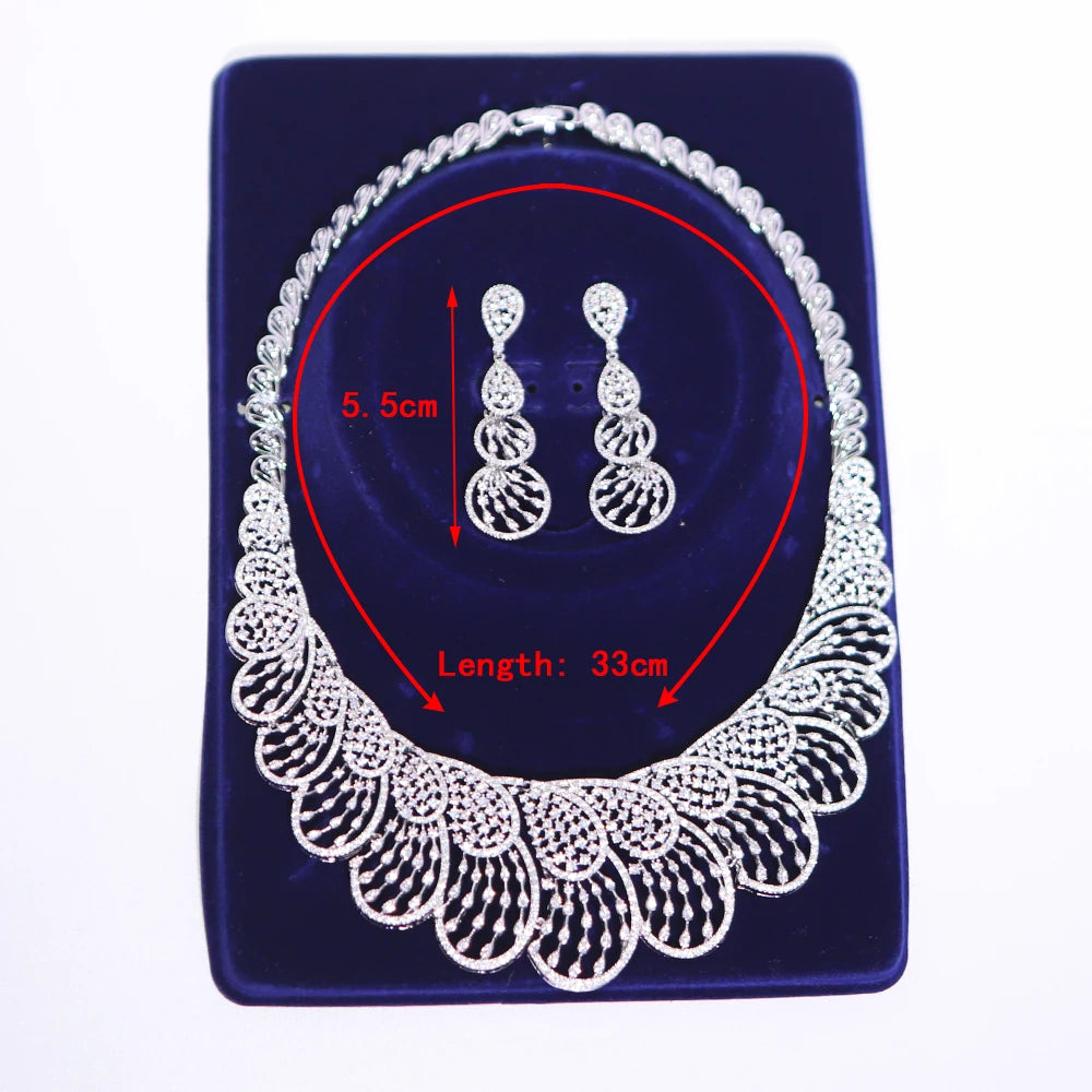 Luxury crystal zircon and multi-layer pearl necklace sets are elegant bridal jewelry for women on wedding occasions