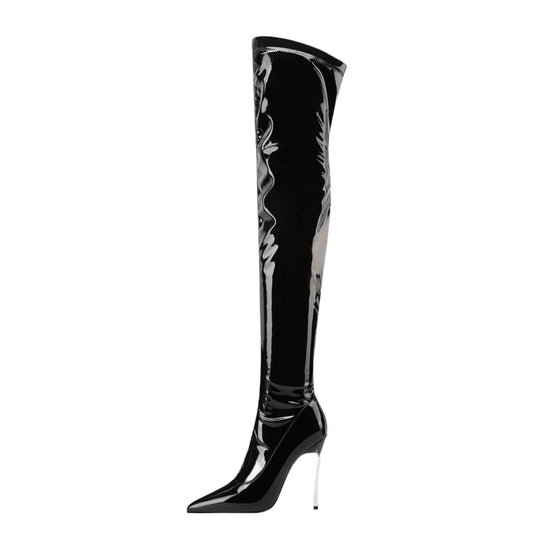 Over the knee boots Pointed Toe Side zipper Super high heel Skinny boots Women's Boots