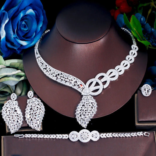 ThreeGraces 4pcs Brilliant Cubic Zirconia Stone Luxury African Dubai Bridal Jewelry Set for Women Party Dress Accessories