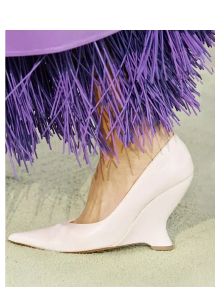 Women's Summer New High Heel Thick Sole Sandals Shaped Heel Shallow Mouth Pointed Fashion Sexy Women's 44 Plus Size Shoes