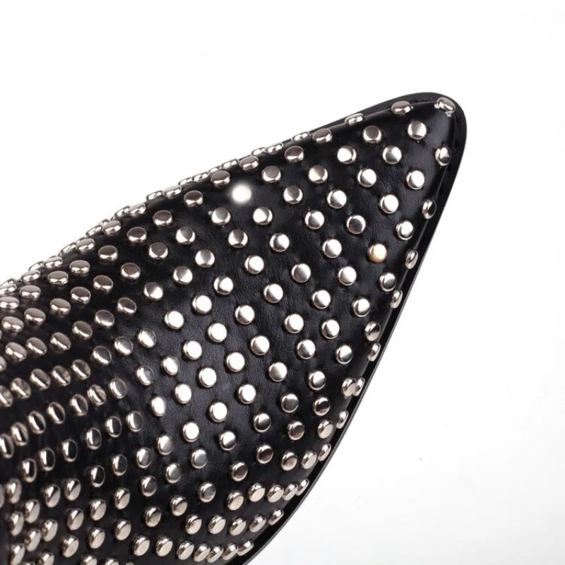 Rhinestone/Rivet Color Blocking Autumn Winter Thick Heel Black Chelsea Women Boots