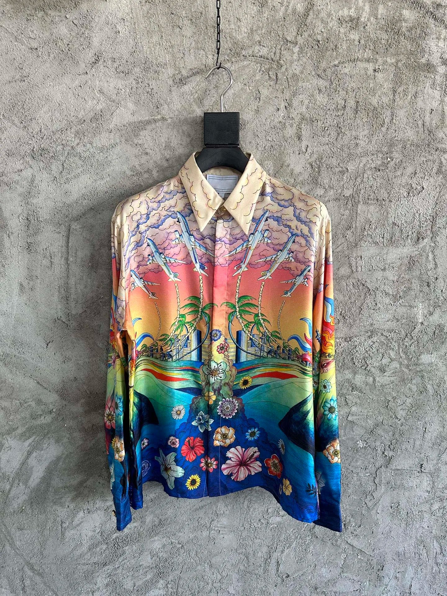 2025 Best Version Casinoblank Printed Women Men Long Sleeve Shirts Loose Fit Oversized Men Casual Shirts Cotton&Silk