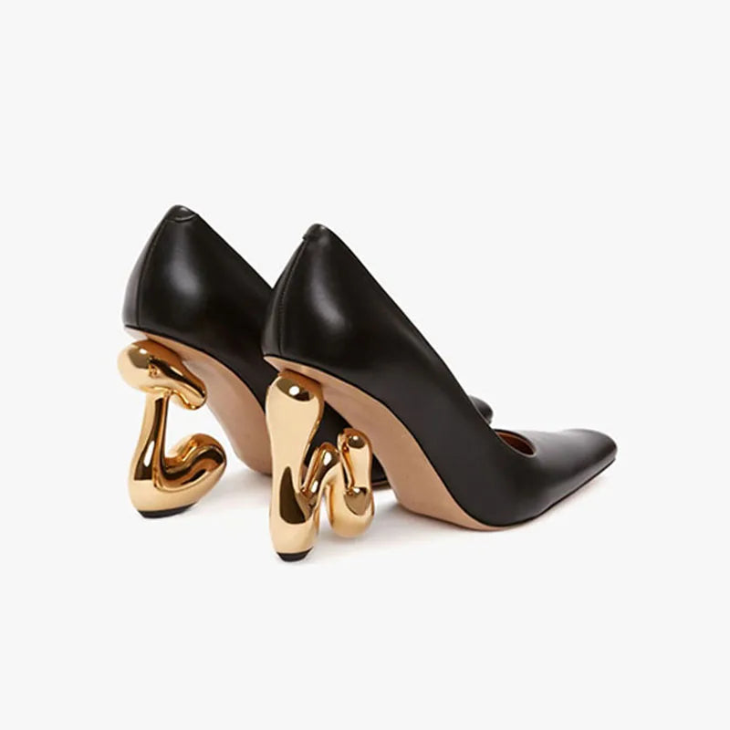 Women's Square toe Metal Alien heel shoes Asaguchi Super high heel Mixed Colors pumps