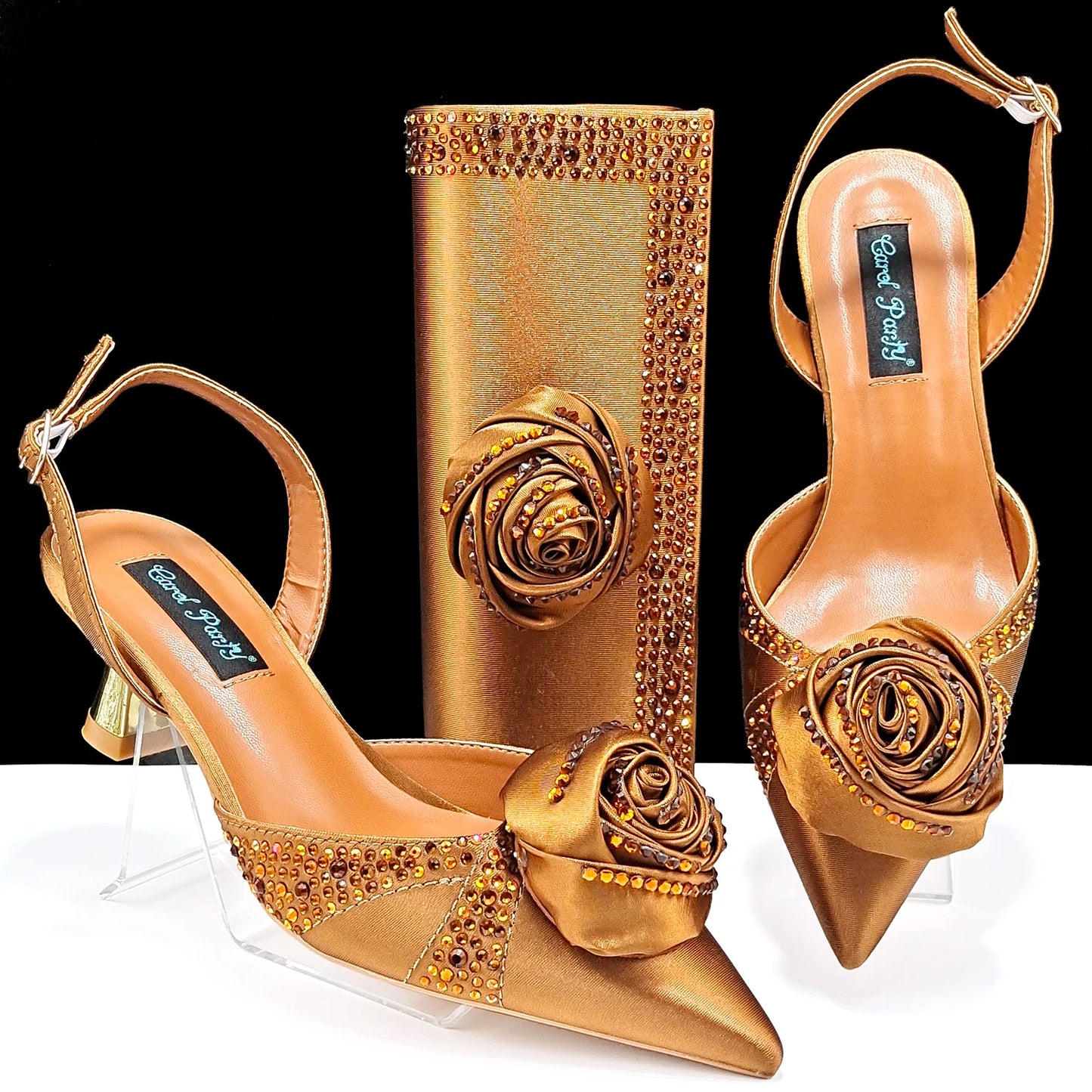 African Style Ladies Shoes And Bags Set Latest gold Italian Shoes And Bag Set For Party