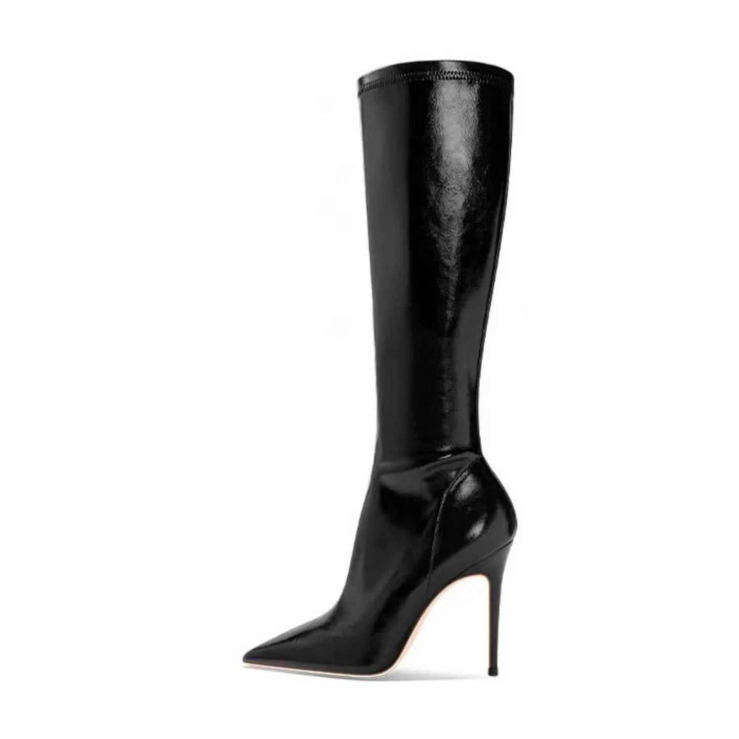 Mid-Calf boots Pointed toe Sidek zipper Super high heel Modern boots Simple style Skinny boots