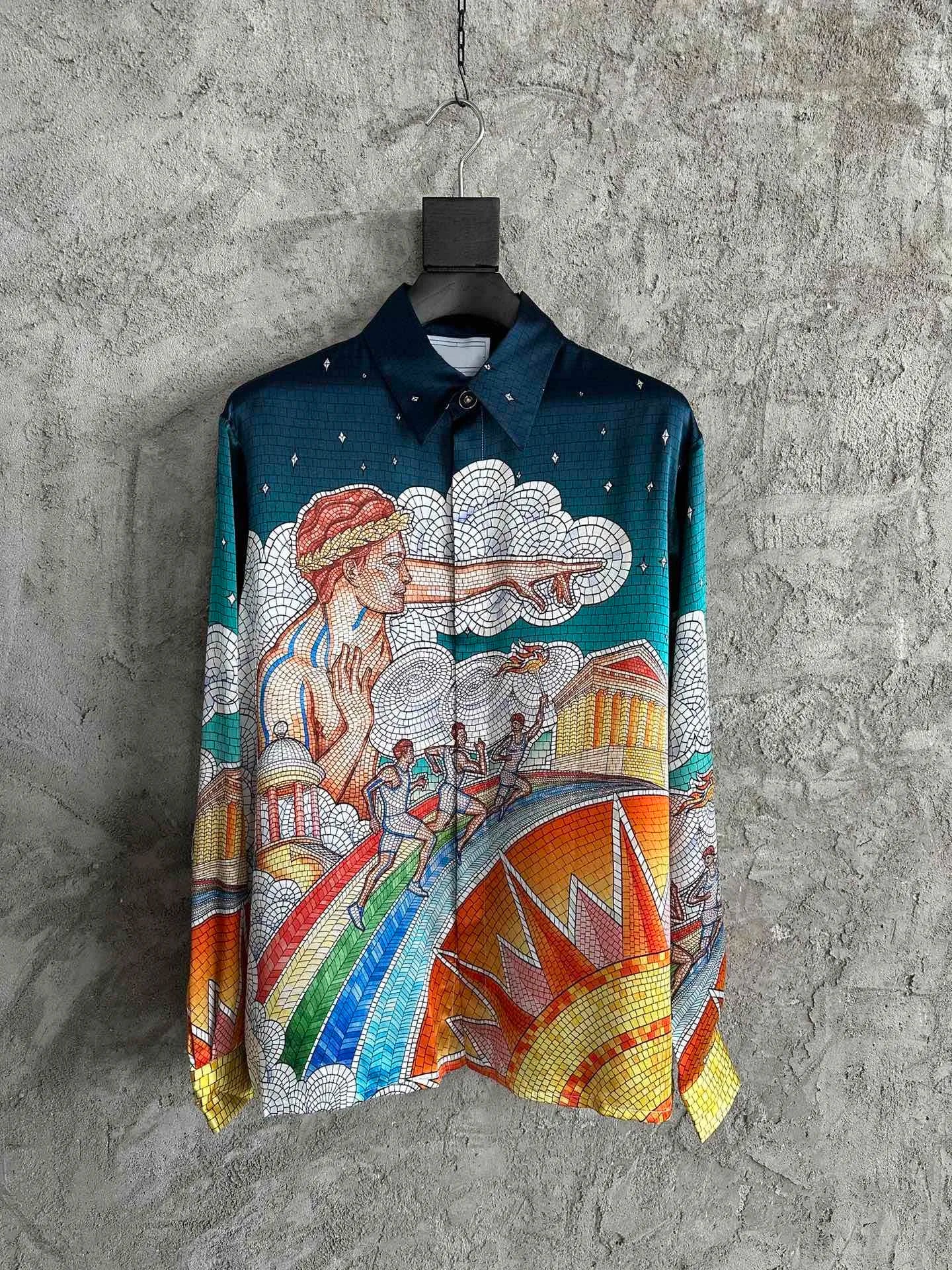 2025 Best Version Casinoblank Printed Women Men Long Sleeve Shirts Loose Fit Oversized Men Casual Shirts Cotton&Silk