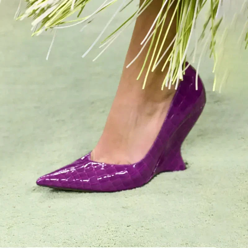 Women's Summer New High Heel Thick Sole Sandals Shaped Heel Shallow Mouth Pointed Fashion Sexy Women's 44 Plus Size Shoes