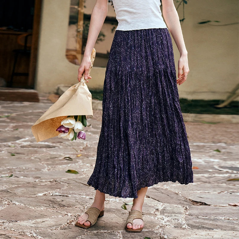 Women's Summer Maxi Dress Fashion 2025 Summer Floral Female Chiffon Purple High-waisted Skirts Woman Clothing O57XB99511