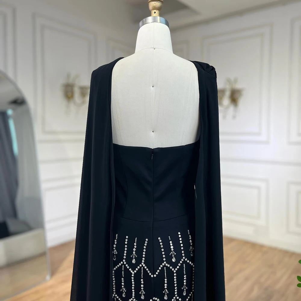 Ankle-Length Mermaid Party Dress with Beading and Feathers – Sleeveless Square Neck Tulle Gown