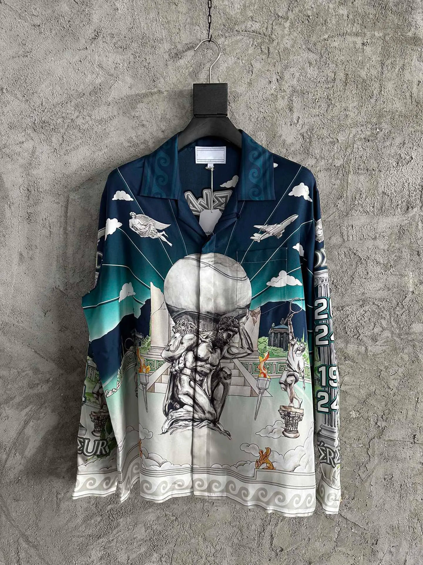 2025 Best Version Casinoblank Printed Women Men Long Sleeve Shirts Loose Fit Oversized Men Casual Shirts Cotton&Silk