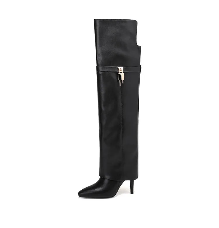 High Heels Withpointed Buckle Decoration, Versatile Over Theknee Fashion Pants Leg Women's Boots