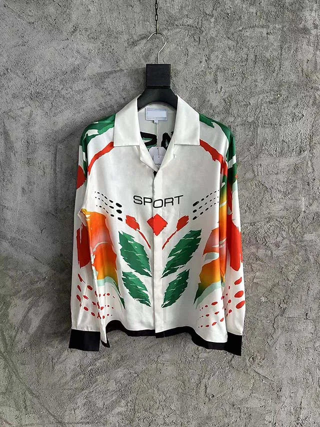 2025 Best Version Casinoblank Printed Women Men Long Sleeve Shirts Loose Fit Oversized Men Casual Shirts Cotton&Silk
