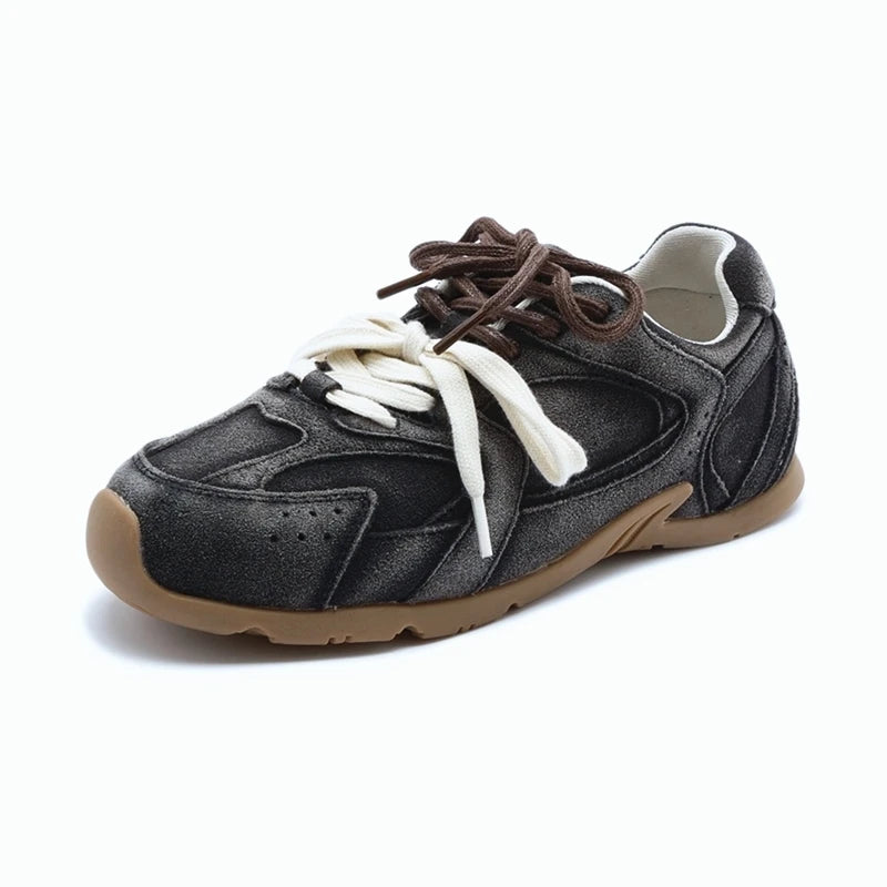 Genuine Leather Retro German Training Shoes Women Winter Velvet Fur Flat Casual Shoes