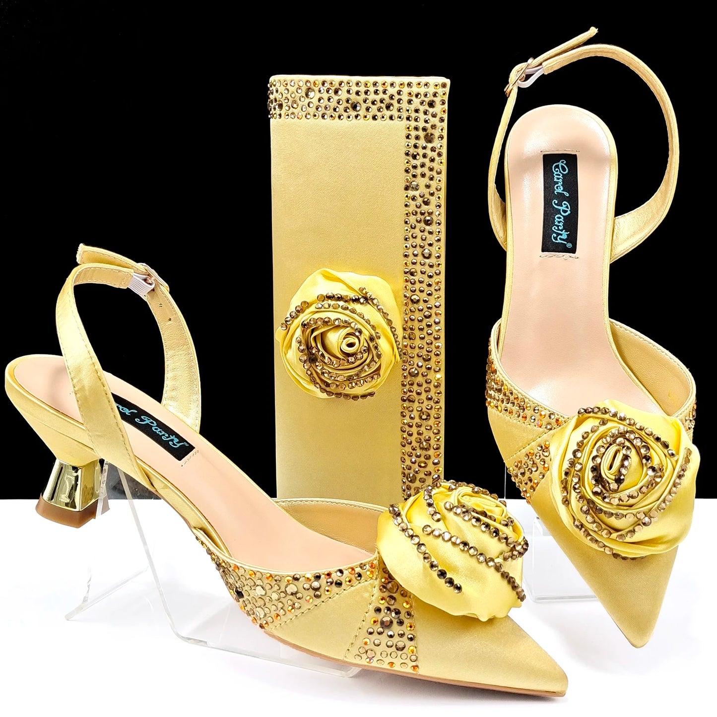 African Style Ladies Shoes And Bags Set Latest gold Italian Shoes And Bag Set For Party