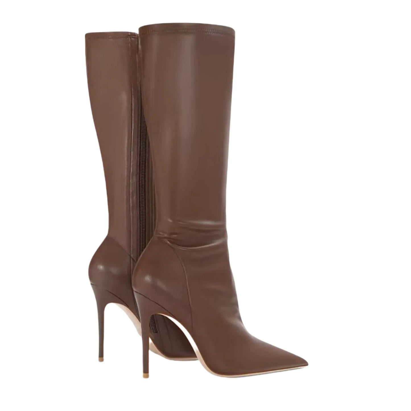 Mid-Calf boots Pointed toe Sidek zipper Super high heel Modern boots Simple style Skinny boots