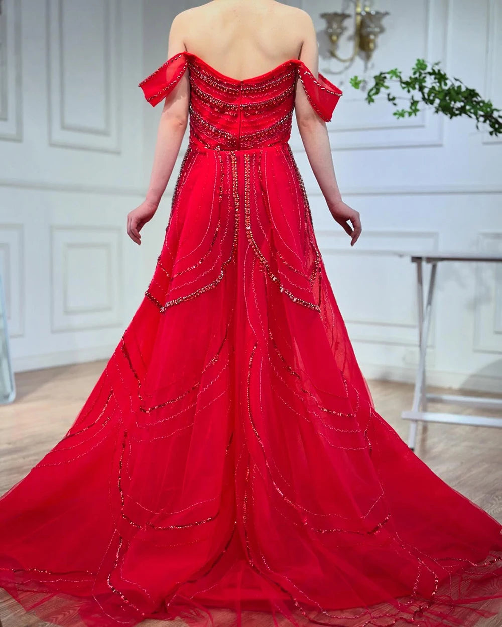 Off-Shoulder Satin Mermaid Gown with Beading – Candy Color Formal Dress for Wedding Parties