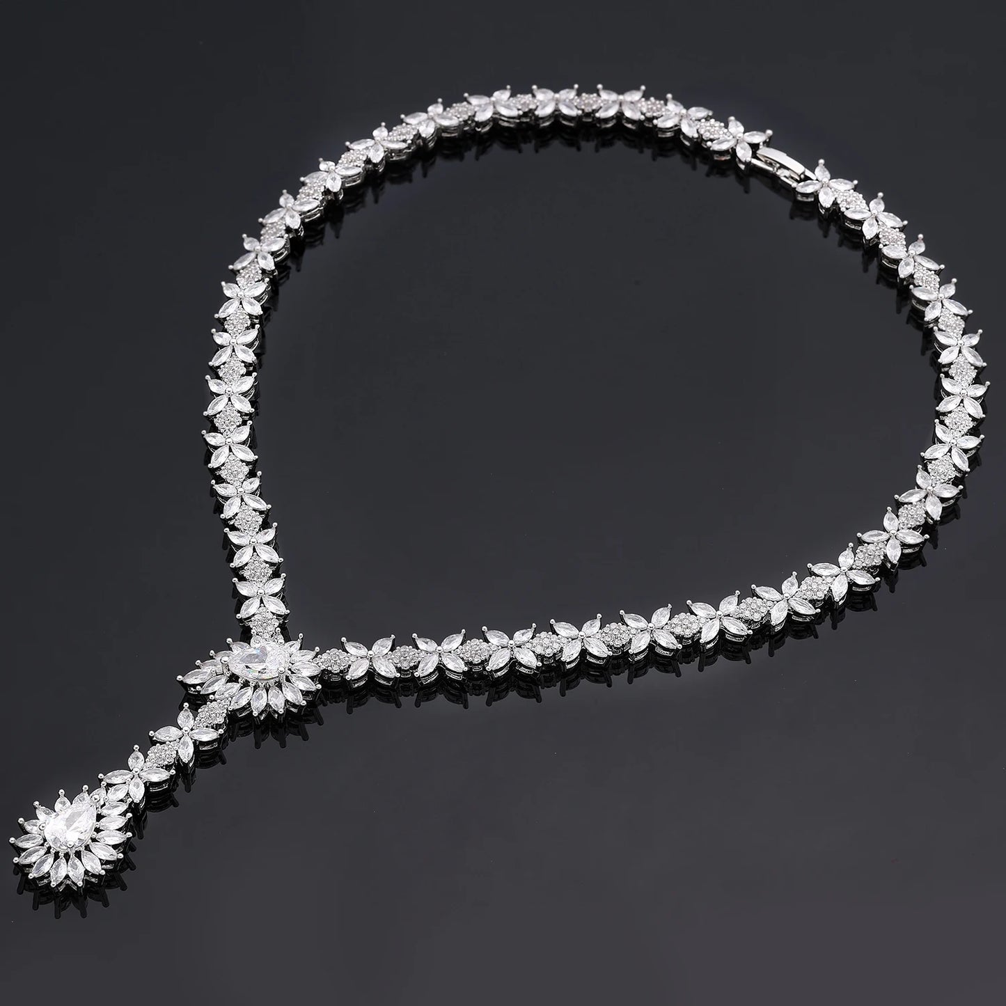 Trendy 4PCS Water Drop Necklace Wedding Jewelry Sets For Women Zircon Crystal Dubai Bridal Jewelry Accessories Gift