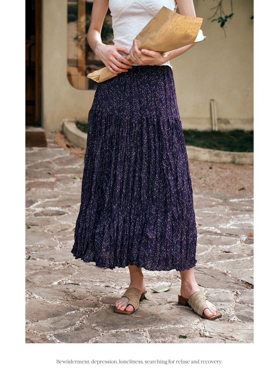 Women's Summer Maxi Dress Fashion 2025 Summer Floral Female Chiffon Purple High-waisted Skirts Woman Clothing O57XB99511