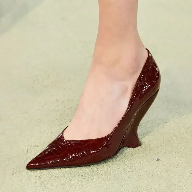 Women's Summer New High Heel Thick Sole Sandals Shaped Heel Shallow Mouth Pointed Fashion Sexy Women's 44 Plus Size Shoes