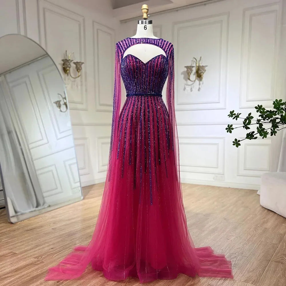 A-Line Dress - Long Beaded Celebrity Style Gowns For Women