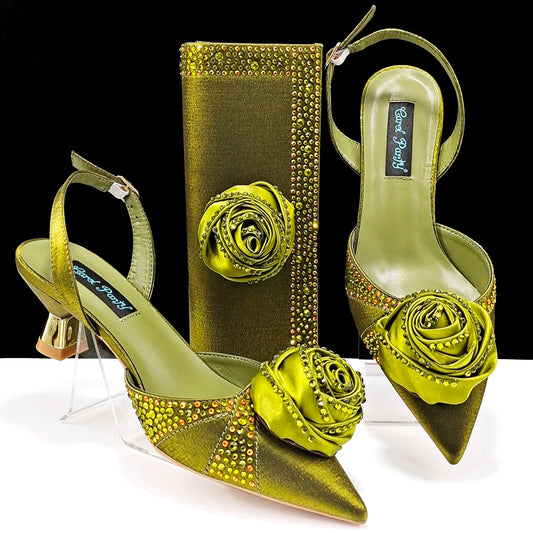 African Style Ladies Shoes And Bags Set Latest gold Italian Shoes And Bag Set For Party