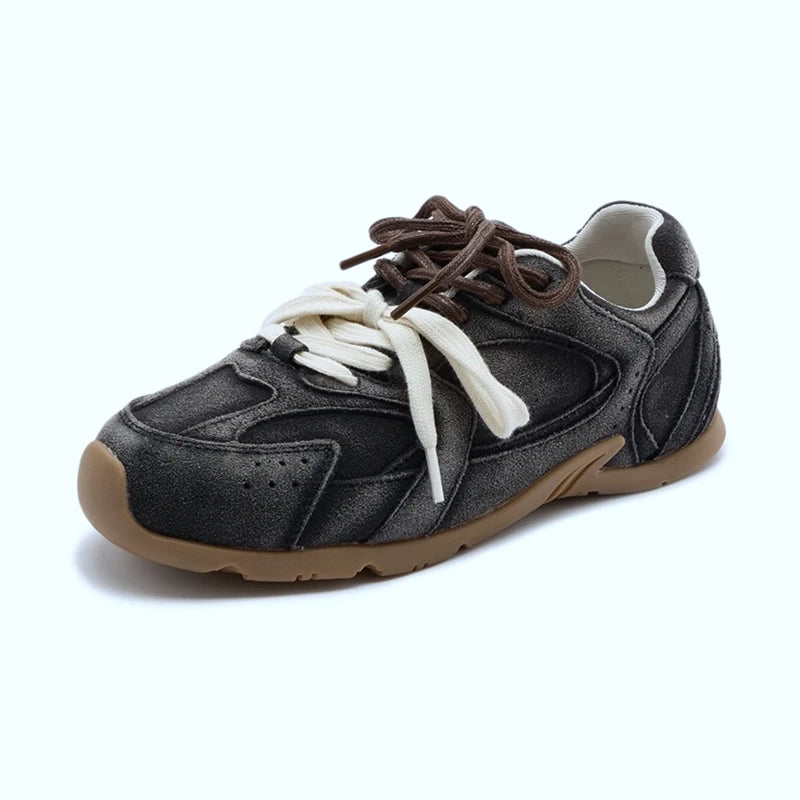 Genuine Leather Retro German Training Shoes Women Winter Velvet Fur Flat Casual Shoes