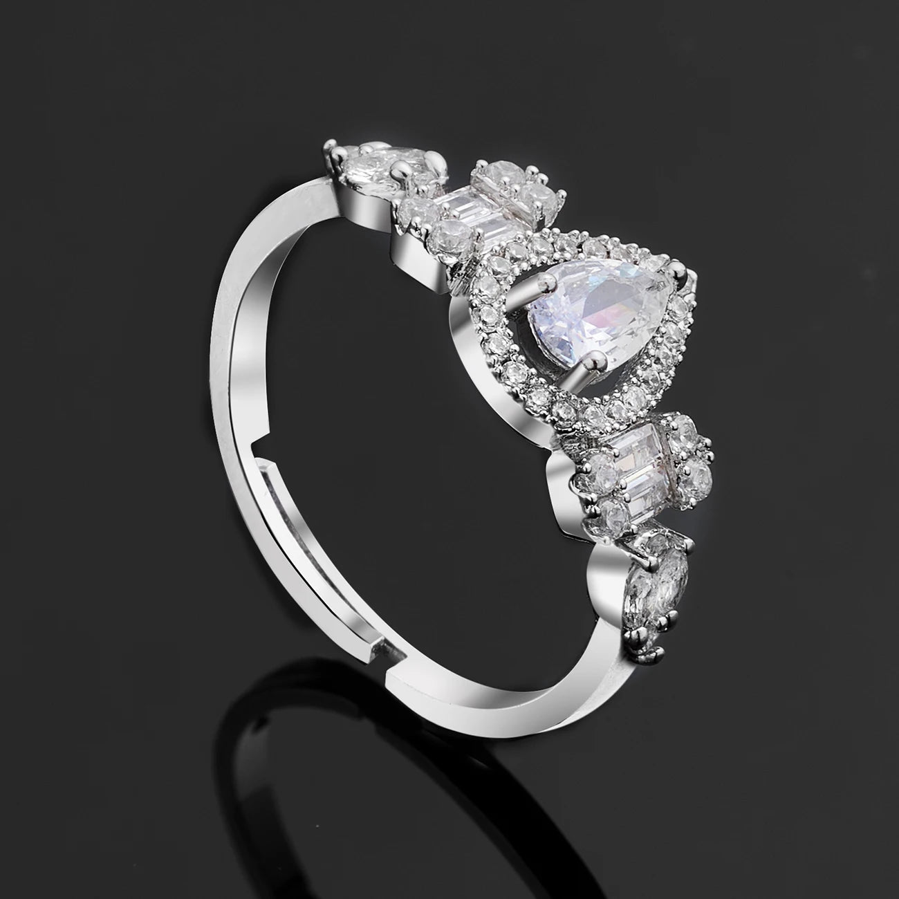 4-piece Ring Cubic Zirconia Bridal Wedding Jewelry Set, Dubai Nigeria Crystal Wedding Jewelry Set