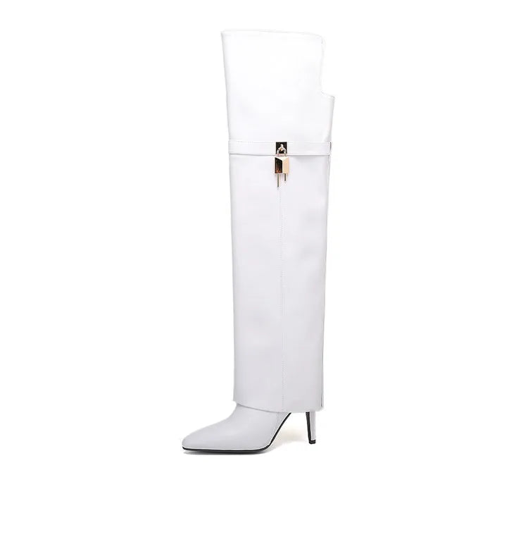 High Heels Withpointed Buckle Decoration, Versatile Over Theknee Fashion Pants Leg Women's Boots
