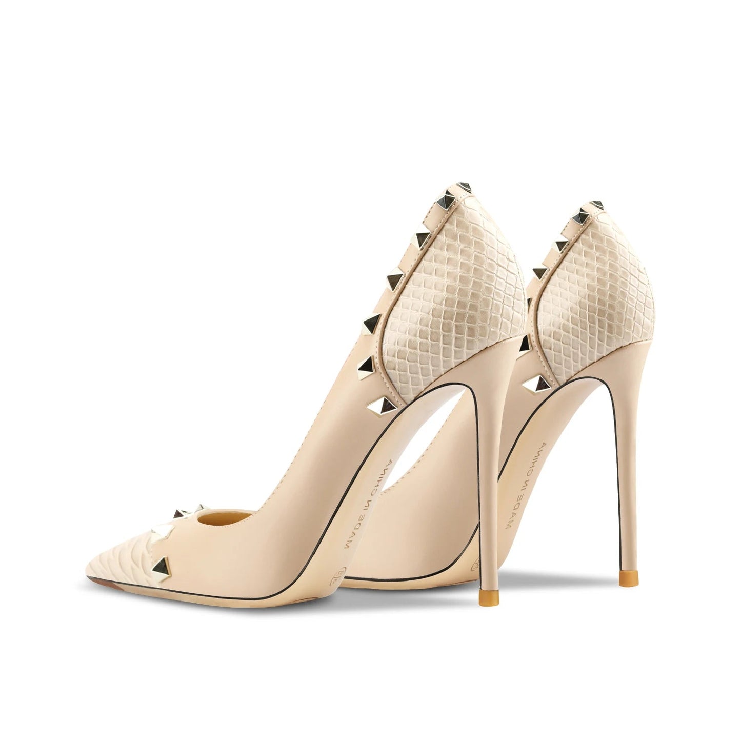 Women Fashion Designer Pumps Stiletto Rivets High Heels Pointed Toe Shoe