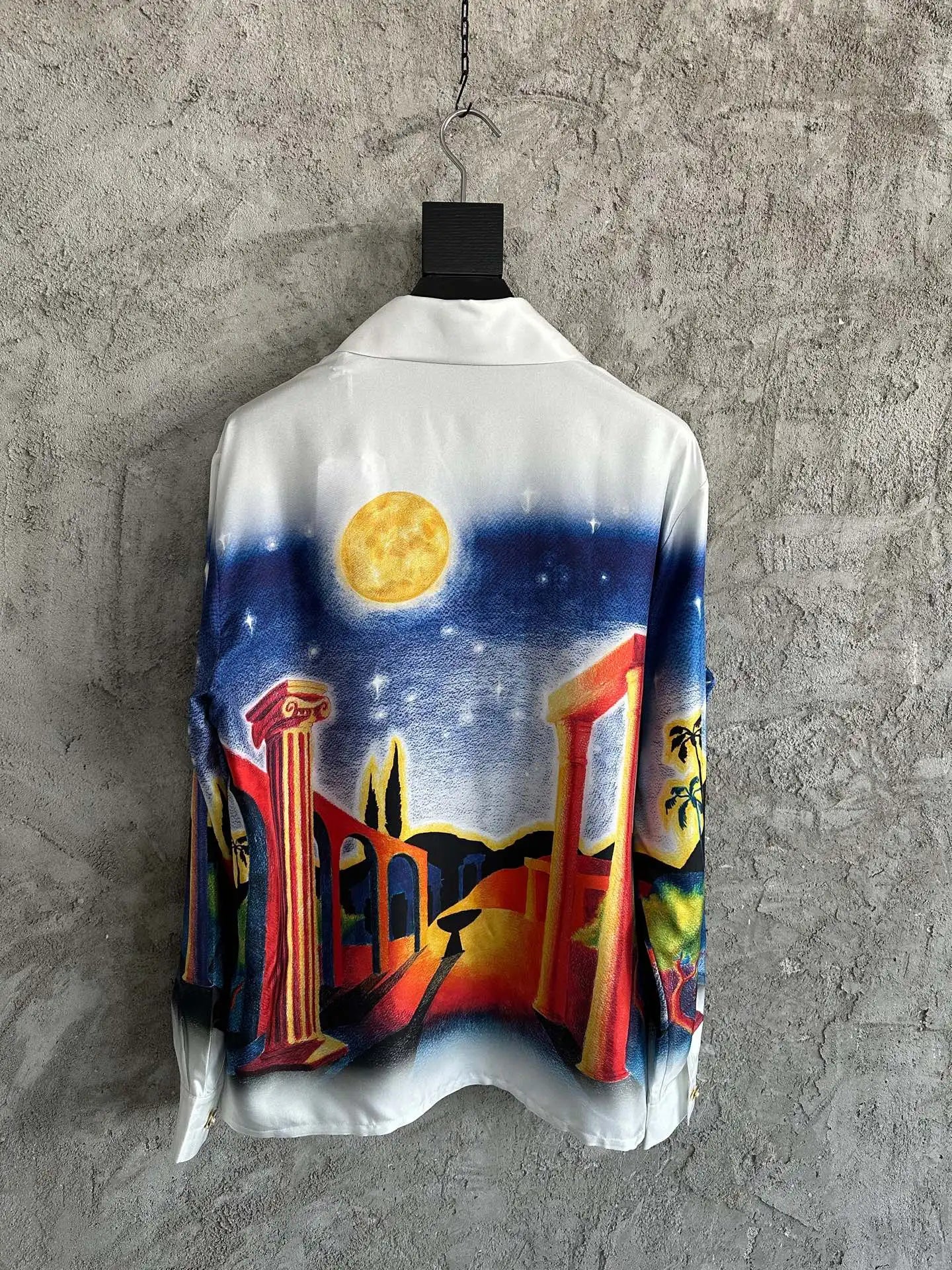 2025 Best Version Casinoblank Printed Women Men Long Sleeve Shirts Loose Fit Oversized Men Casual Shirts Cotton&Silk