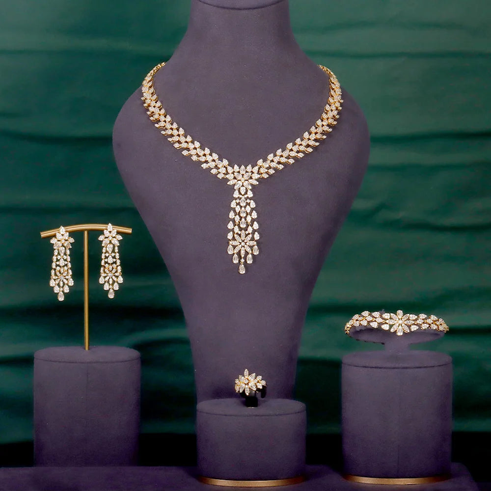 Bride Talk Luxury Jewelry Big Wedding Rings Full Micro Pave Cubic Zirconia Dubai Bridal Popular Jewellery For Engagement Party