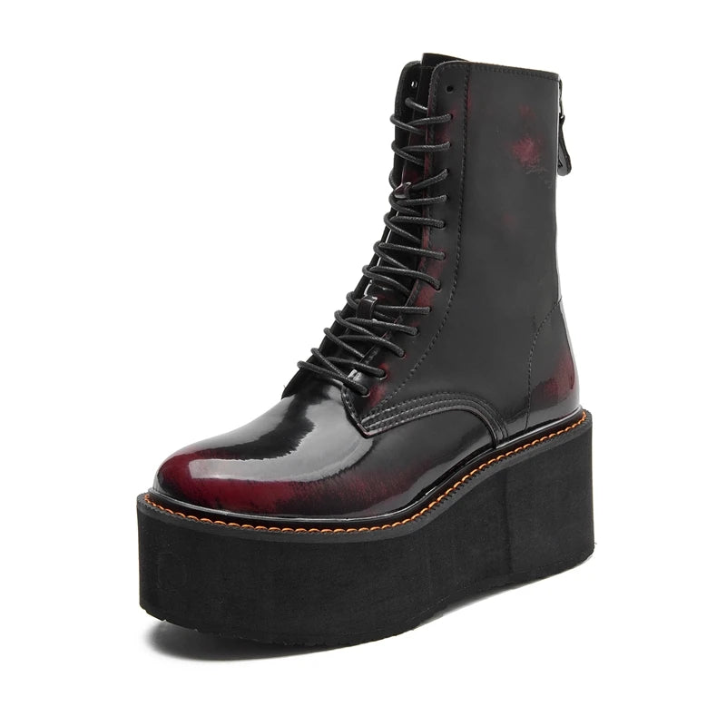 AIYUQI Women Ankle Boots Genuine Leather 2025 New Platform High Heel Short Boots Female Non-slip Large Size Women Winte Boots