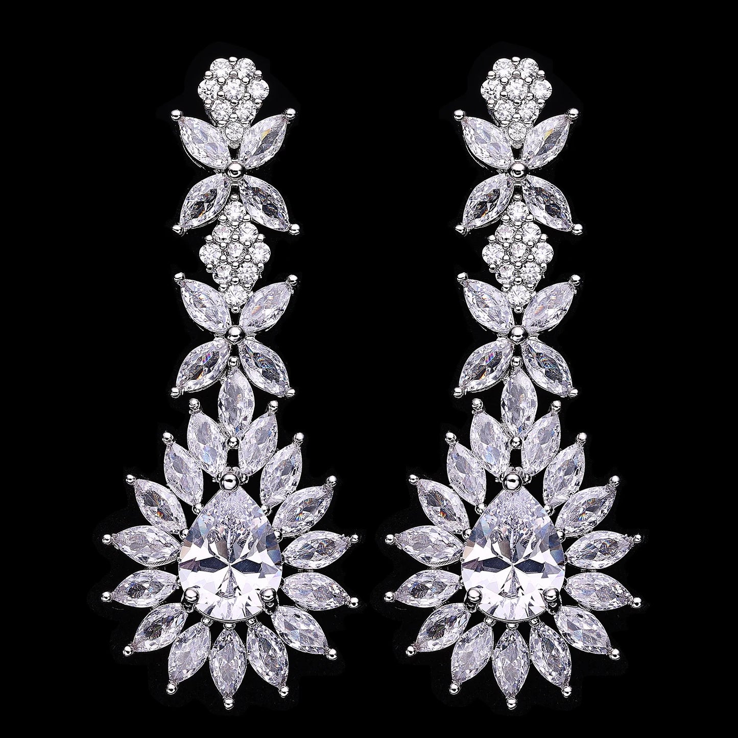 Trendy 4PCS Water Drop Necklace Wedding Jewelry Sets For Women Zircon Crystal Dubai Bridal Jewelry Accessories Gift