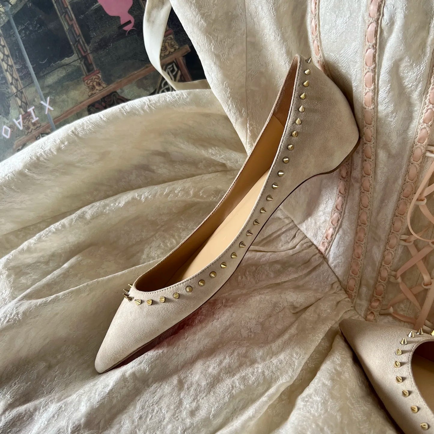 Red Shiny Sole Women Flat Shoes Luxury Designer Genuine Leather Shallow Pointed toe Ladies Flats Party Elegant Women's Shoe