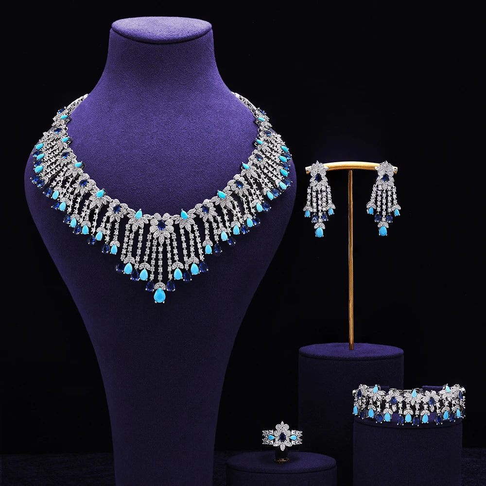 UAE Dubai Bridal Jewelry Set Women Wedding Party Nigerian African Necklace Earrings Set
