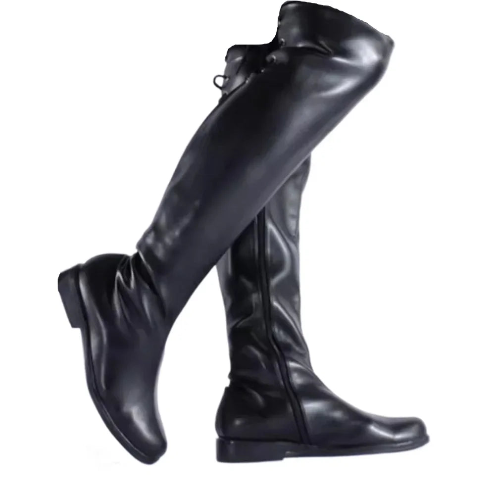 Men's Over-the-Knee Boots Winter Steel pipe Chunky Heel Shoes Plus Size Long Boots