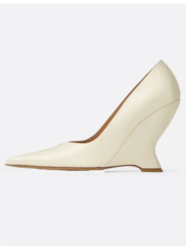 Women's Summer New High Heel Thick Sole Sandals Shaped Heel Shallow Mouth Pointed Fashion Sexy Women's 44 Plus Size Shoes