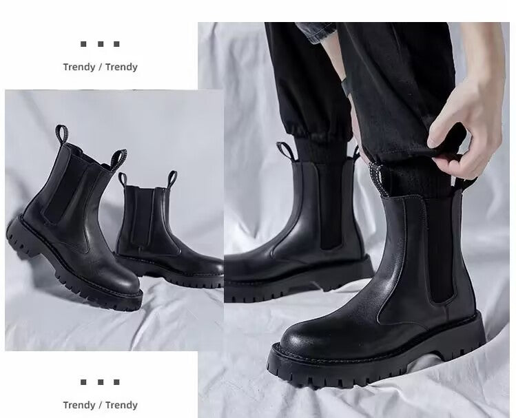 Soft Leather Martin Boots for Men Chelsea Boots (Up to Size 46)