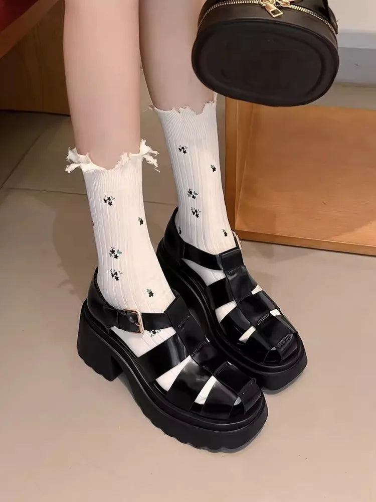 Women's Fashion Gladiator Sandals with Chunky Heels and Thick Platform