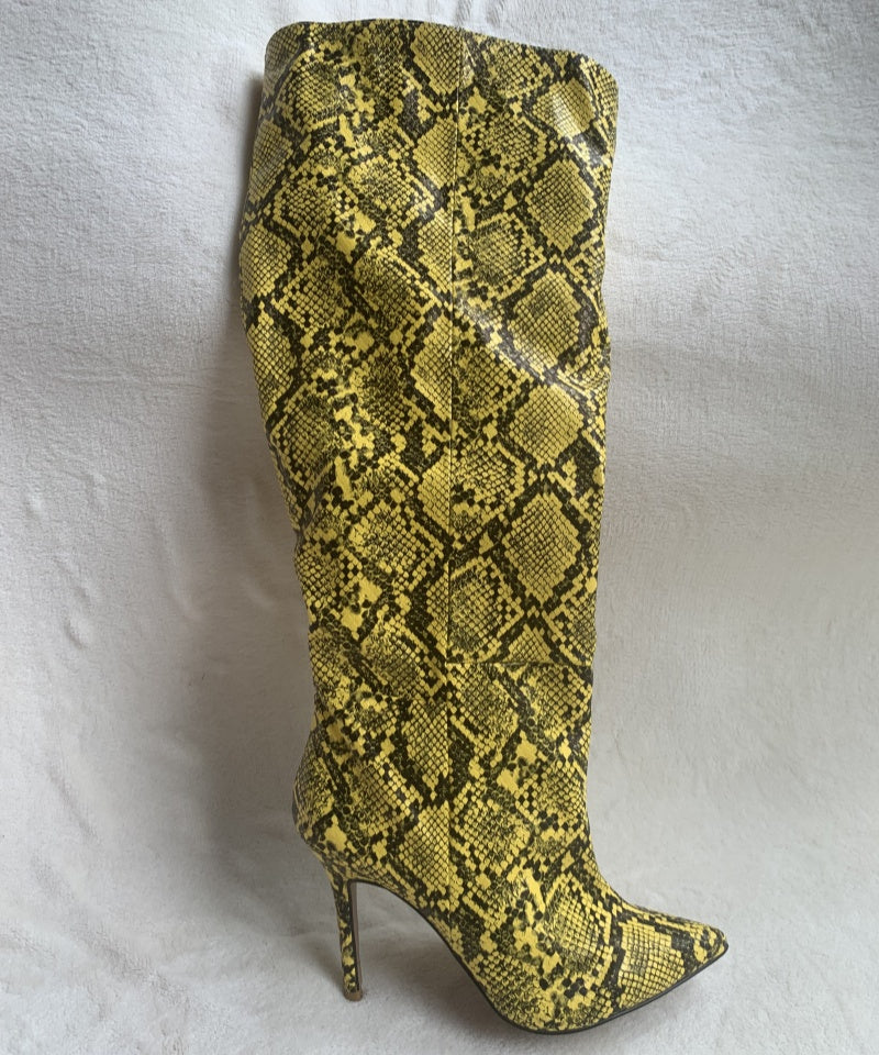 Women Crocodile Knee High Boots Autumn Snake Prints