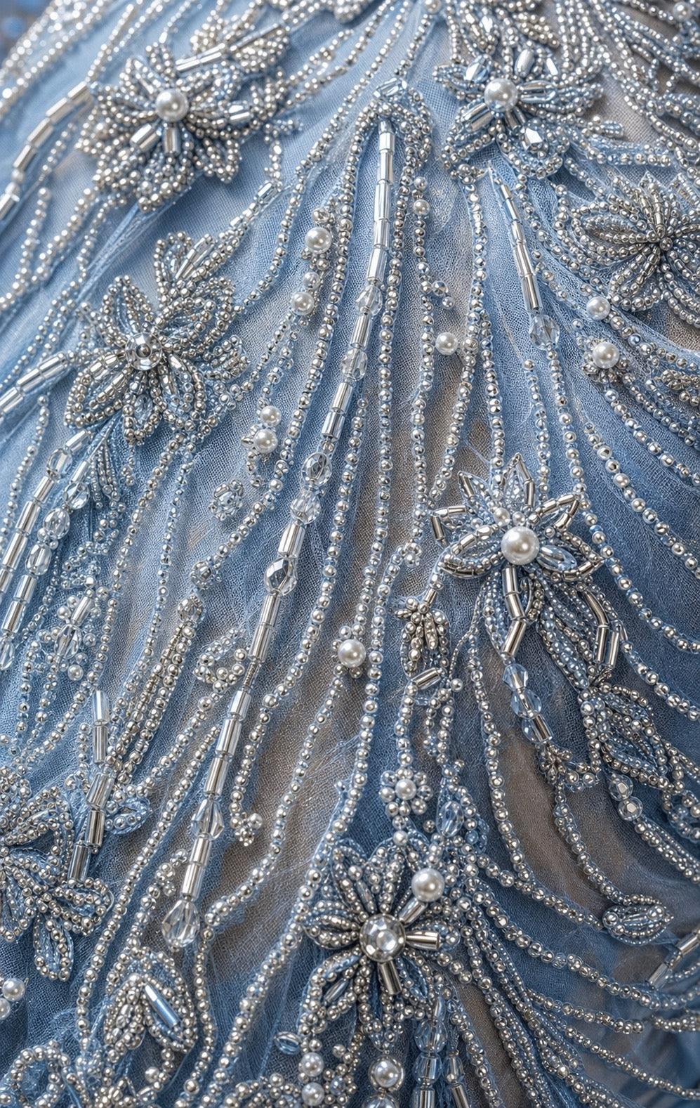 Azure Aria Beaded Lace Gown