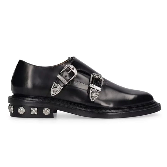 Black Genuine Leather Loafers with Metal Belt Buckle for Men - LiveTrendsX