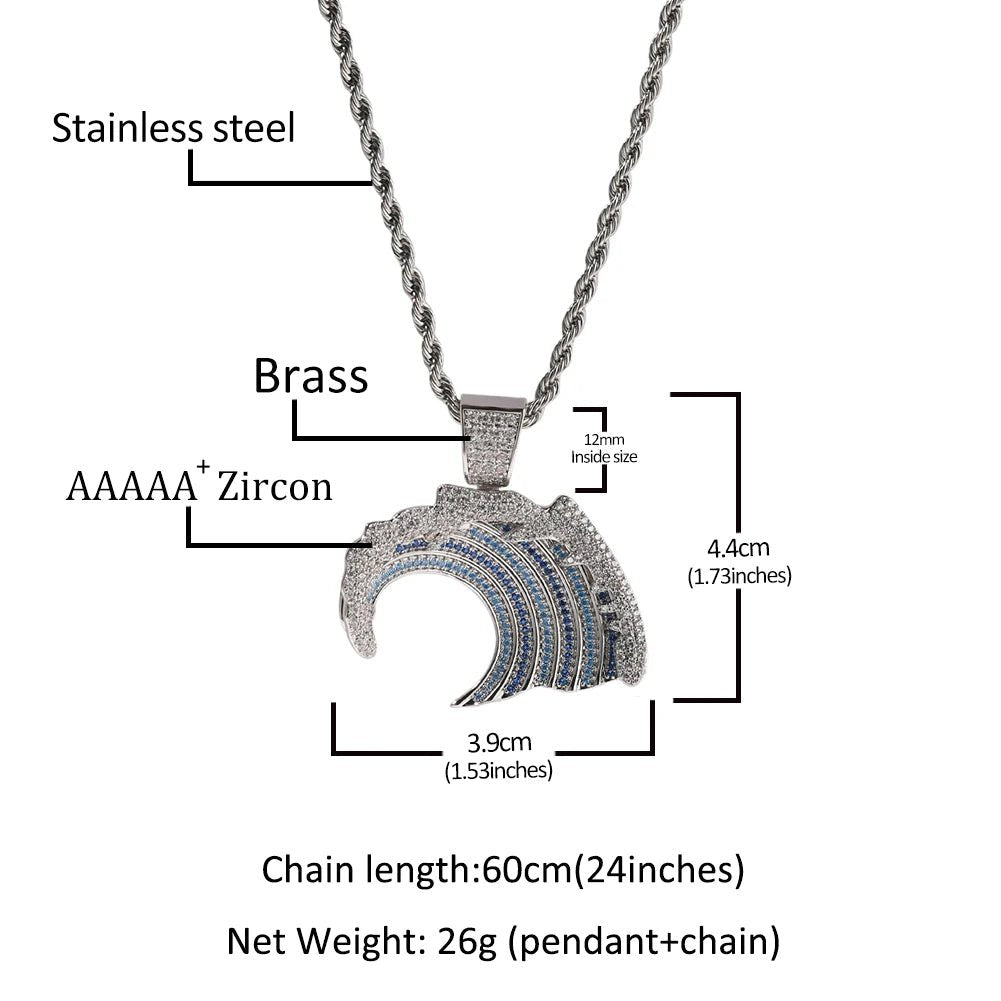 Blue Zircon Wave Pendant Necklace - LiveTrendsX