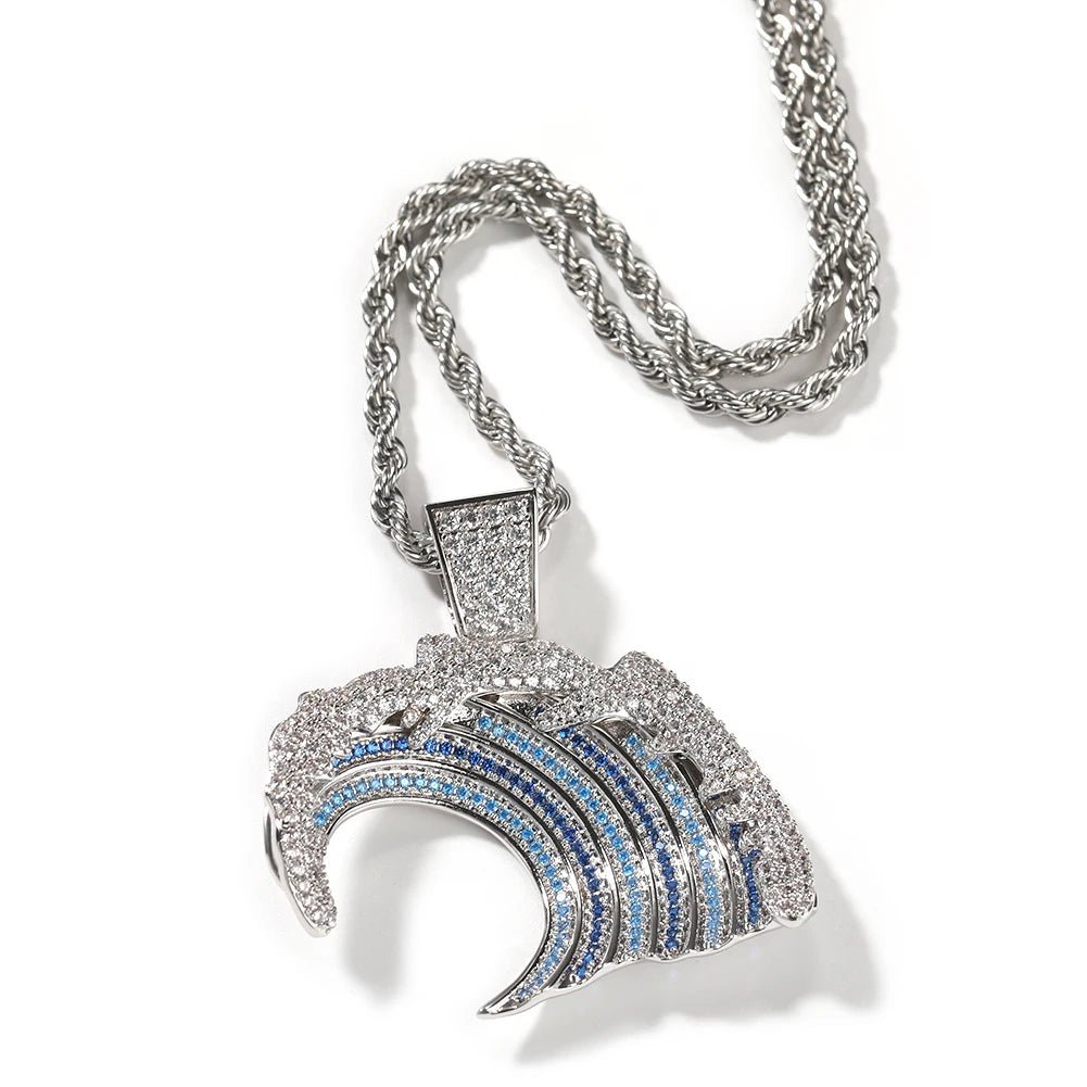 Blue Zircon Wave Pendant Necklace - LiveTrendsX